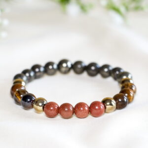 Tiger eye Sunstone Golden Hematite & pyrite Bracelet