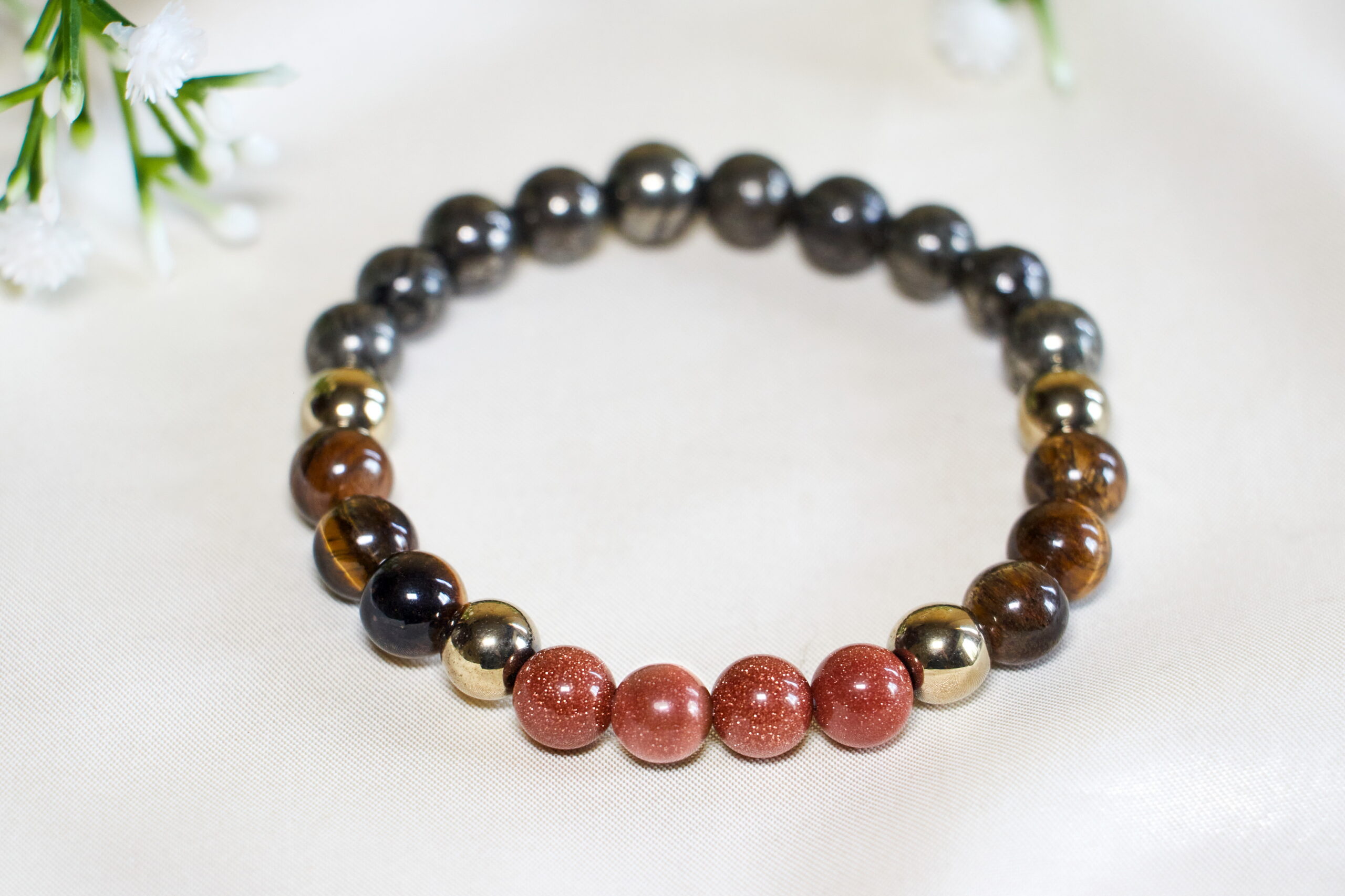 Tiger eye Sunstone Golden Hematite Bracelet - Image 2